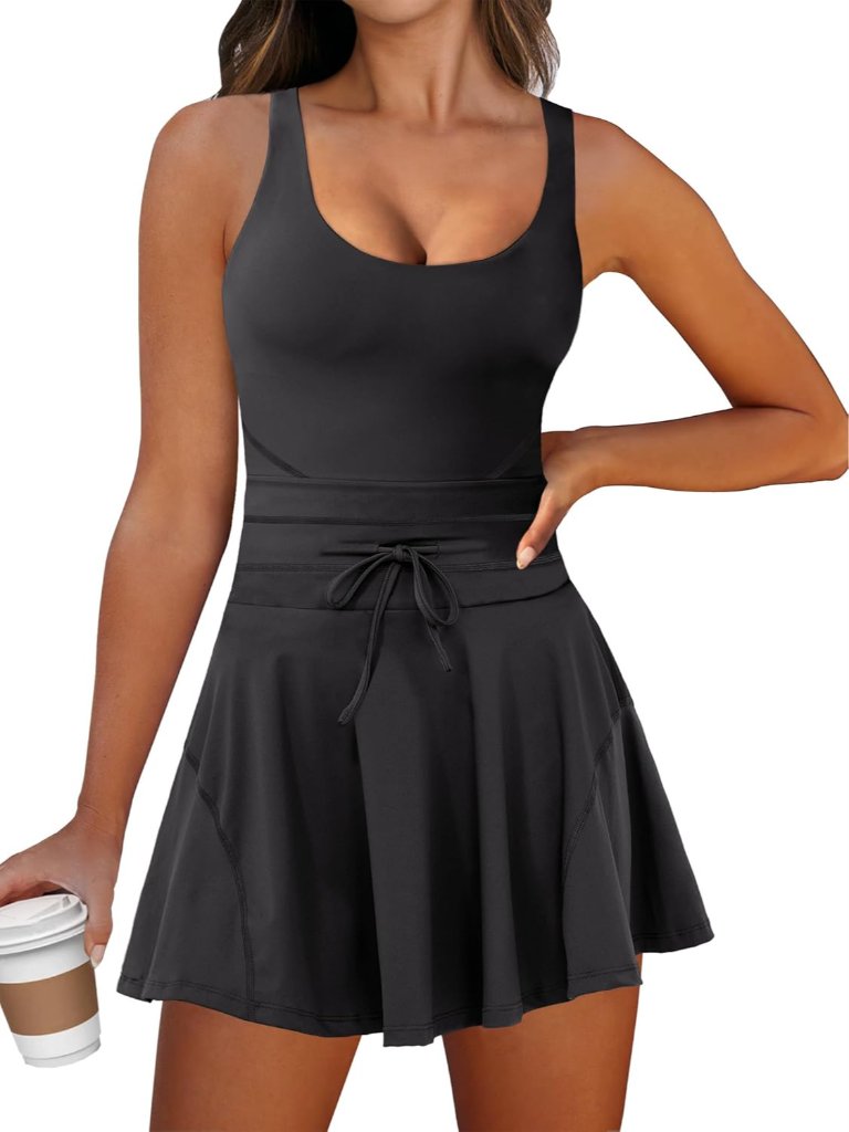Women's Tennis Mini Dresses Workout Built In Shorts Golf Athletic Sleeveless One